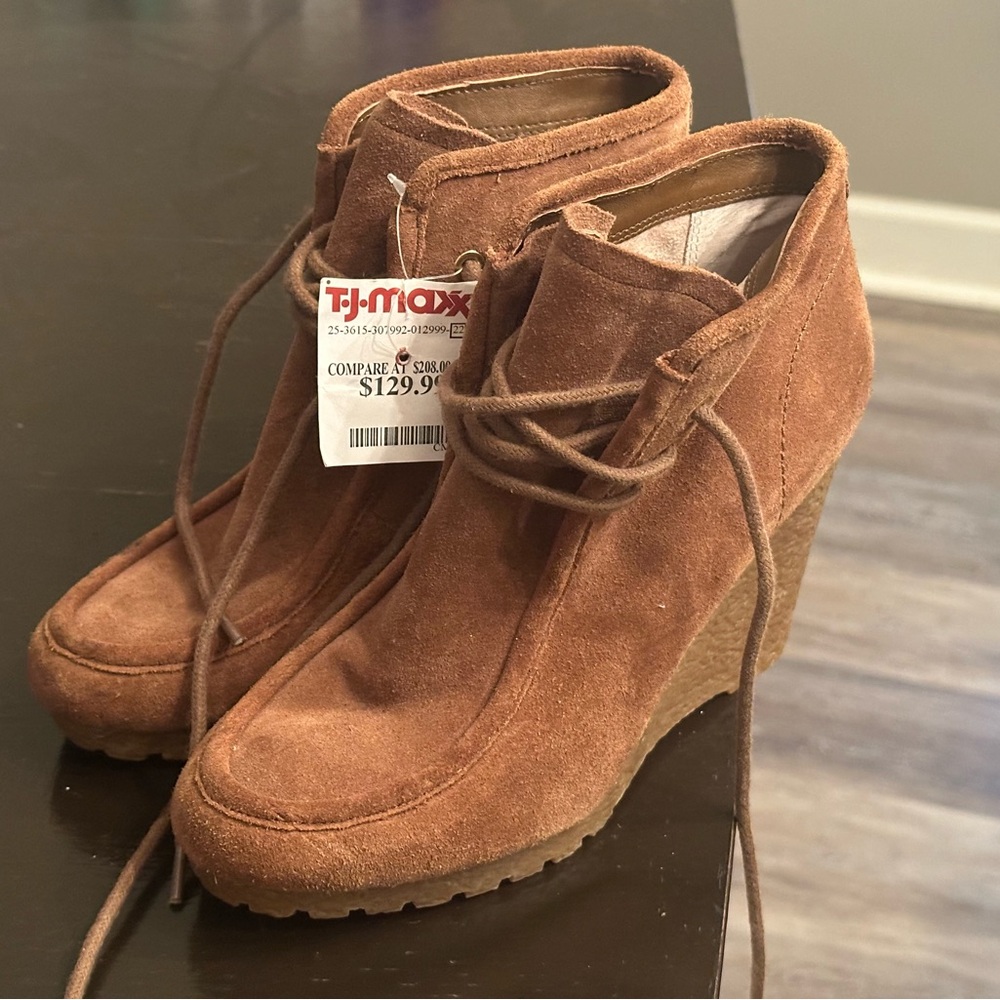 Michael Kors Tan Suede Wedge Boots